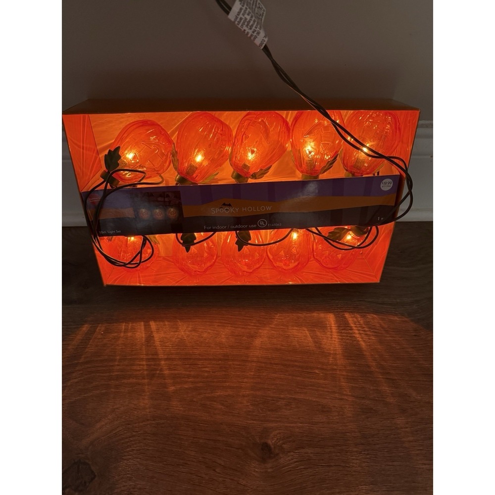 VINTAGE Halloween SPOOKY HOLLOW 10 CT Pumpkin JOL Light Set 2006 Works Jo-Ann's